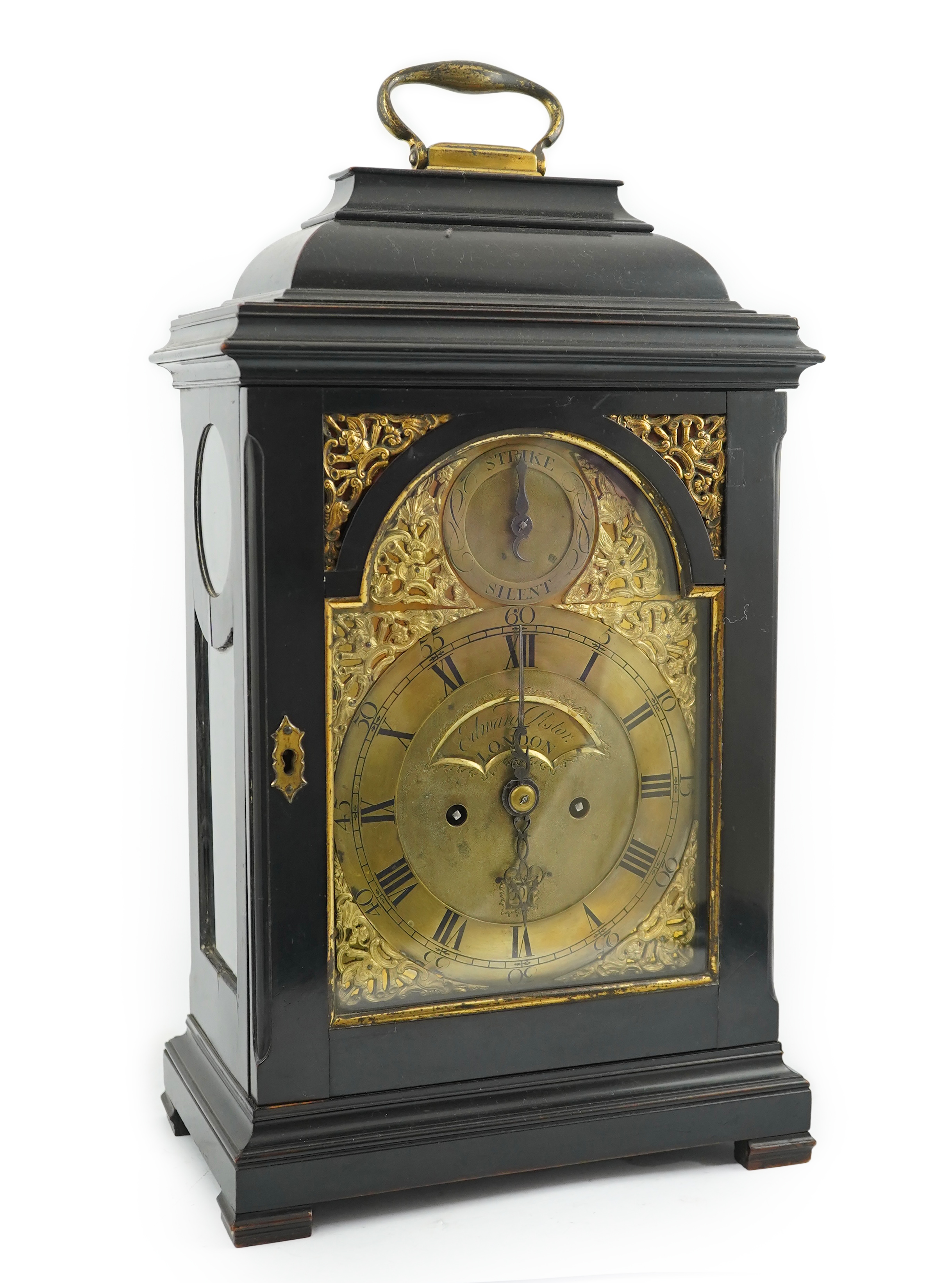 Edward Pistor of London, a George III ebonised pear wood eight day bracket clock